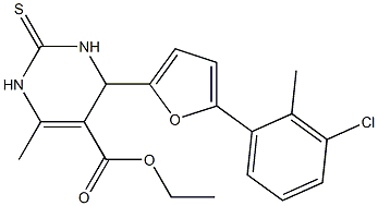 ethyl 4-[5-(3-chloro-2-methylphenyl)-2-furyl]-6-methyl-2-thioxo-1,2,3,4-tetrahydro-5-pyrimidinecarboxylate Struktur