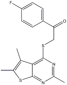 1-(4-fluorophenyl)-2-[(2,5,6-trimethylthieno[2,3-d]pyrimidin-4-yl)sulfanyl]ethanone Struktur