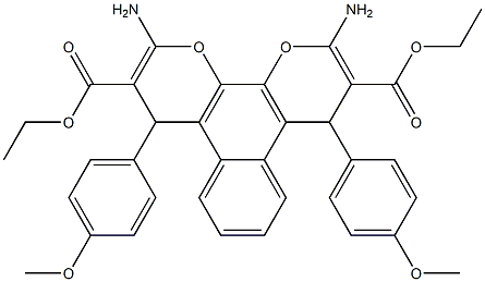 diethyl 2,11-diamino-4,9-bis(4-methoxyphenyl)-4,9-dihydrobenzo[f]pyrano[3,2-h]chromene-3,10-dicarboxylate Struktur