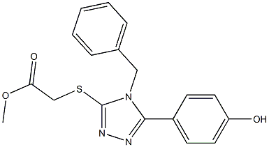 methyl {[4-benzyl-5-(4-hydroxyphenyl)-4H-1,2,4-triazol-3-yl]sulfanyl}acetate Struktur