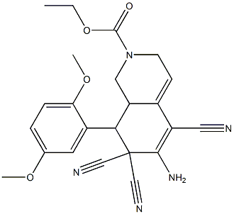 ethyl 6-amino-5,7,7-tricyano-8-(2,5-dimethoxyphenyl)-3,7,8,8a-tetrahydro-2(1H)-isoquinolinecarboxylate Struktur