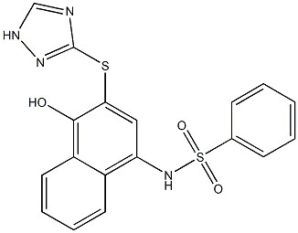 N-[4-hydroxy-3-(1H-1,2,4-triazol-3-ylsulfanyl)-1-naphthyl]benzenesulfonamide Struktur