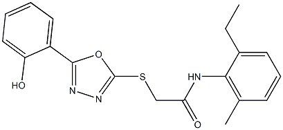 N-(2-ethyl-6-methylphenyl)-2-{[5-(2-hydroxyphenyl)-1,3,4-oxadiazol-2-yl]sulfanyl}acetamide Struktur