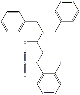 N,N-dibenzyl-2-[2-fluoro(methylsulfonyl)anilino]acetamide Struktur