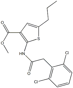 methyl 2-{[(2,6-dichlorophenyl)acetyl]amino}-5-propyl-3-thiophenecarboxylate Struktur