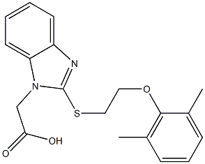 (2-{[2-(2,6-dimethylphenoxy)ethyl]sulfanyl}-1H-benzimidazol-1-yl)acetic acid Struktur