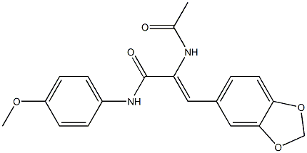 2-(acetylamino)-3-(1,3-benzodioxol-5-yl)-N-(4-methoxyphenyl)acrylamide Struktur