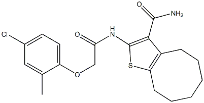 2-{[(4-chloro-2-methylphenoxy)acetyl]amino}-4,5,6,7,8,9-hexahydrocycloocta[b]thiophene-3-carboxamide Struktur