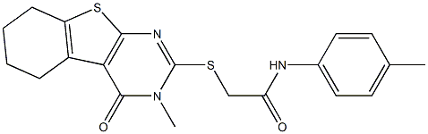 2-[(3-methyl-4-oxo-3,4,5,6,7,8-hexahydro[1]benzothieno[2,3-d]pyrimidin-2-yl)sulfanyl]-N-(4-methylphenyl)acetamide Struktur