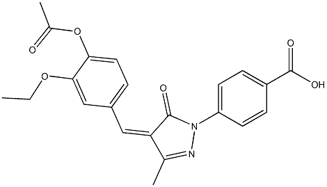 4-{4-[4-(acetyloxy)-3-ethoxybenzylidene]-3-methyl-5-oxo-4,5-dihydro-1H-pyrazol-1-yl}benzoic acid Struktur