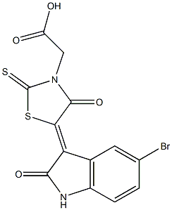 [5-(5-bromo-2-oxo-1,2-dihydro-3H-indol-3-ylidene)-4-oxo-2-thioxo-1,3-thiazolidin-3-yl]acetic acid Struktur