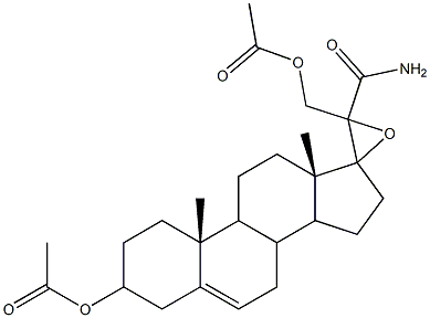 3'-[(acetyloxy)methyl]-3'-(aminocarbonyl)-spiro[androst-5-ene-17,2'-oxirane]-3-yl acetate Struktur