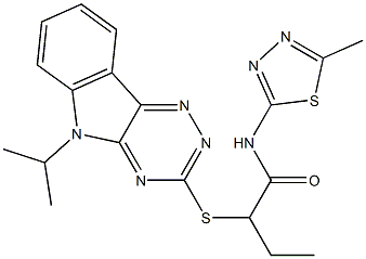 2-[(5-isopropyl-5H-[1,2,4]triazino[5,6-b]indol-3-yl)sulfanyl]-N-(5-methyl-1,3,4-thiadiazol-2-yl)butanamide Struktur