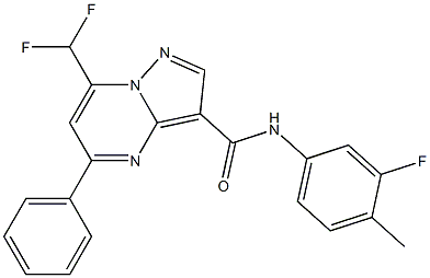 7-(difluoromethyl)-N-(3-fluoro-4-methylphenyl)-5-phenylpyrazolo[1,5-a]pyrimidine-3-carboxamide Struktur