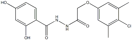 N'-[(4-chloro-3,5-dimethylphenoxy)acetyl]-2,4-dihydroxybenzohydrazide Struktur