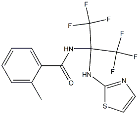 2-methyl-N-[2,2,2-trifluoro-1-(1,3-thiazol-2-ylamino)-1-(trifluoromethyl)ethyl]benzamide Struktur