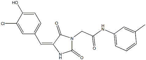 2-[4-(3-chloro-4-hydroxybenzylidene)-2,5-dioxo-1-imidazolidinyl]-N-(3-methylphenyl)acetamide Struktur