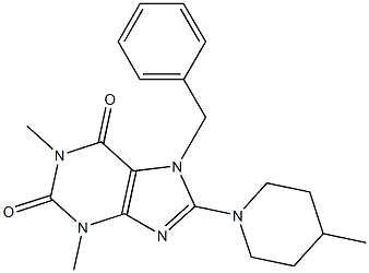 7-benzyl-1,3-dimethyl-8-(4-methyl-1-piperidinyl)-3,7-dihydro-1H-purine-2,6-dione Struktur