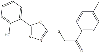 2-{[5-(2-hydroxyphenyl)-1,3,4-oxadiazol-2-yl]sulfanyl}-1-(4-methylphenyl)ethanone Struktur