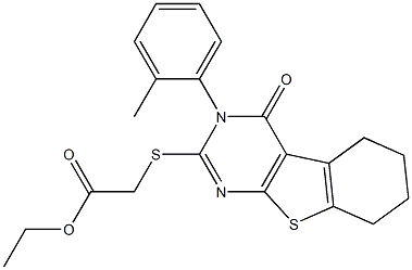 ethyl {[3-(2-methylphenyl)-4-oxo-3,4,5,6,7,8-hexahydro[1]benzothieno[2,3-d]pyrimidin-2-yl]sulfanyl}acetate Struktur