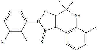 2-(3-chloro-2-methylphenyl)-4,4,6-trimethyl-4,5-dihydroisothiazolo[5,4-c]quinoline-1(2H)-thione Struktur