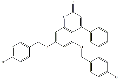 5,7-bis[(4-chlorobenzyl)oxy]-4-phenyl-2H-chromen-2-one Struktur