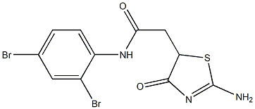 2-(2-amino-4-oxo-4,5-dihydro-1,3-thiazol-5-yl)-N-(2,4-dibromophenyl)acetamide Struktur