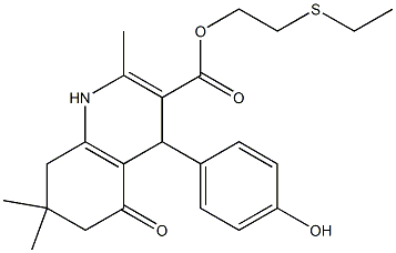 2-(ethylsulfanyl)ethyl 4-(4-hydroxyphenyl)-2,7,7-trimethyl-5-oxo-1,4,5,6,7,8-hexahydro-3-quinolinecarboxylate Struktur