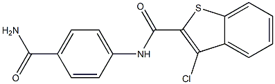 N-[4-(aminocarbonyl)phenyl]-3-chloro-1-benzothiophene-2-carboxamide Struktur