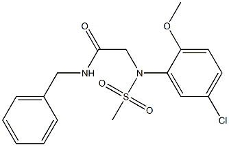 N-benzyl-2-[5-chloro-2-methoxy(methylsulfonyl)anilino]acetamide Struktur