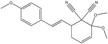 2,2-dimethoxy-6-[2-(4-methoxyphenyl)vinyl]-3-cyclohexene-1,1-dicarbonitrile Struktur