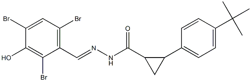 2-(4-tert-butylphenyl)-N'-(2,4,6-tribromo-3-hydroxybenzylidene)cyclopropanecarbohydrazide Struktur