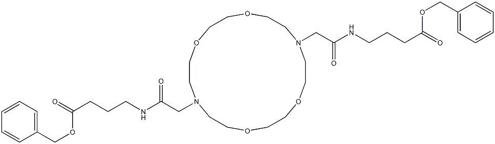 benzyl 4-({[16-(2-{[4-(benzyloxy)-4-oxobutyl]amino}-2-oxoethyl)-1,4,10,13-tetraoxa-7,16-diazacyclooctadecan-7-yl]acetyl}amino)butanoate Struktur