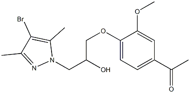 1-{4-[3-(4-bromo-3,5-dimethyl-1H-pyrazol-1-yl)-2-hydroxypropoxy]-3-methoxyphenyl}ethanone Struktur