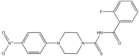 2-fluoro-N-[(4-{4-nitrophenyl}piperazin-1-yl)carbothioyl]benzamide Struktur