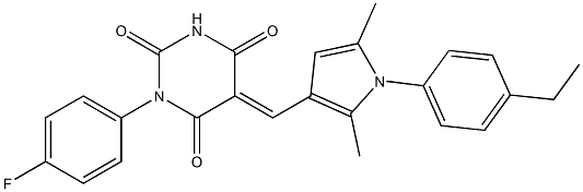 5-{[1-(4-ethylphenyl)-2,5-dimethyl-1H-pyrrol-3-yl]methylene}-1-(4-fluorophenyl)-2,4,6(1H,3H,5H)-pyrimidinetrione Struktur