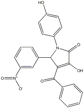 4-benzoyl-3-hydroxy-5-{3-nitrophenyl}-1-(4-hydroxyphenyl)-1,5-dihydro-2H-pyrrol-2-one Struktur