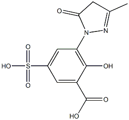 2-hydroxy-3-(3-methyl-5-oxo-4,5-dihydro-1H-pyrazol-1-yl)-5-sulfobenzoic acid Struktur