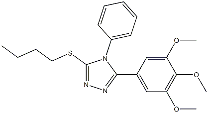 3-(butylsulfanyl)-4-phenyl-5-(3,4,5-trimethoxyphenyl)-4H-1,2,4-triazole Struktur