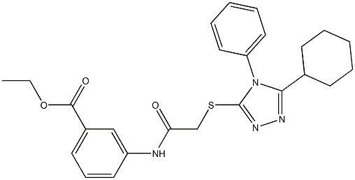 ethyl 3-({[(5-cyclohexyl-4-phenyl-4H-1,2,4-triazol-3-yl)sulfanyl]acetyl}amino)benzoate Struktur