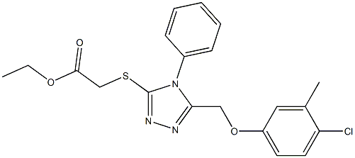 ethyl ({5-[(4-chloro-3-methylphenoxy)methyl]-4-phenyl-4H-1,2,4-triazol-3-yl}sulfanyl)acetate Struktur