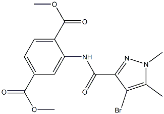 dimethyl 2-{[(4-bromo-1,5-dimethyl-1H-pyrazol-3-yl)carbonyl]amino}terephthalate Struktur