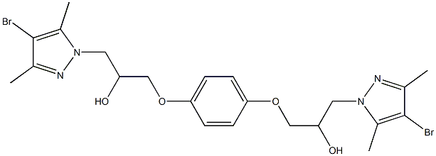 1-(4-bromo-3,5-dimethyl-1H-pyrazol-1-yl)-3-{4-[3-(4-bromo-3,5-dimethyl-1H-pyrazol-1-yl)-2-hydroxypropoxy]phenoxy}-2-propanol Struktur