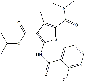 isopropyl 2-{[(2-chloro-3-pyridinyl)carbonyl]amino}-5-[(dimethylamino)carbonyl]-4-methyl-3-thiophenecarboxylate Struktur