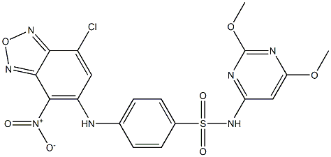 4-({7-chloro-4-nitro-2,1,3-benzoxadiazol-5-yl}amino)-N-(2,6-dimethoxy-4-pyrimidinyl)benzenesulfonamide Struktur