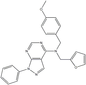 N-(2-furylmethyl)-N-(4-methoxybenzyl)-1-phenyl-1H-pyrazolo[3,4-d]pyrimidin-4-amine Struktur