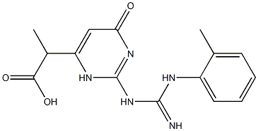 methyl(2-{[imino(2-toluidino)methyl]amino}-6-oxo-3,6-dihydro-4-pyrimidinyl)acetate Struktur