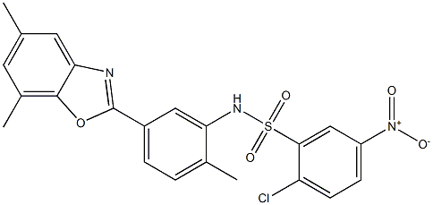 2-chloro-N-[5-(5,7-dimethyl-1,3-benzoxazol-2-yl)-2-methylphenyl]-5-nitrobenzenesulfonamide Struktur