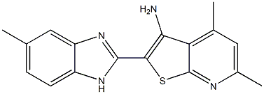 4,6-dimethyl-2-(5-methyl-1H-benzimidazol-2-yl)thieno[2,3-b]pyridin-3-ylamine Struktur