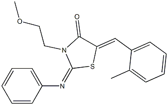 3-(2-methoxyethyl)-5-(2-methylbenzylidene)-2-(phenylimino)-1,3-thiazolidin-4-one Struktur